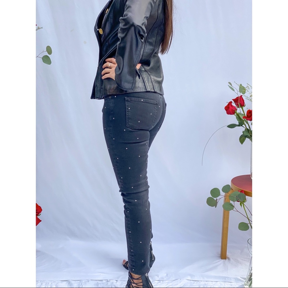 Balenciaga mid rise embellished charcoal jeans